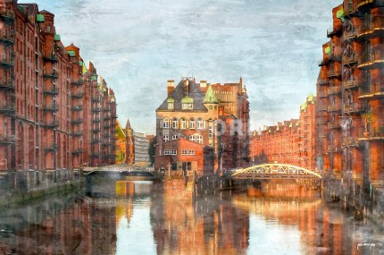 Hamburg Speicherstadt 14 – 120 x 80 cm – Canvas Leinwand auf Keilrahmen gespannt