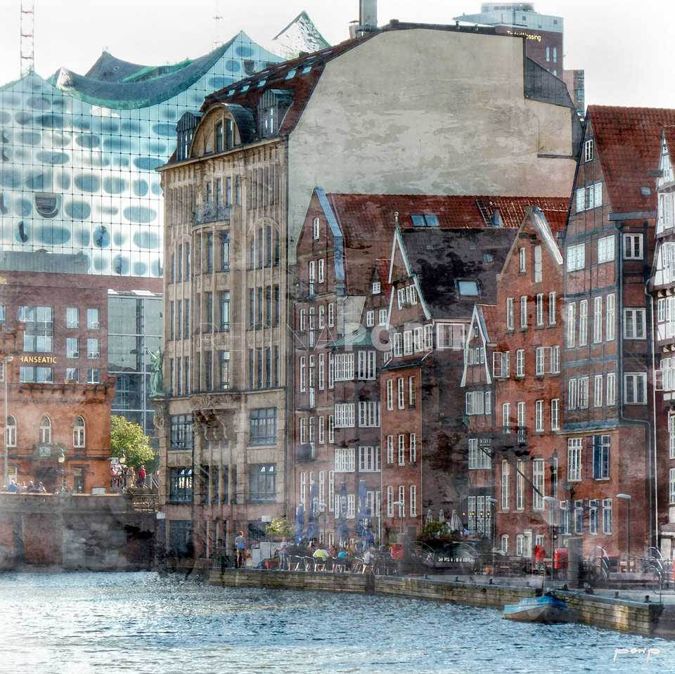 Hamburg Cremon mit Elbphilharmonie – 70 x 70 cm
