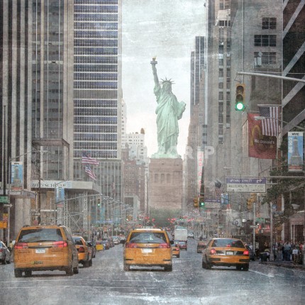 New York Miss Liberty Taxi – 70 x 70 cm – Canvas Leinwand auf Keilrahmen gespannt